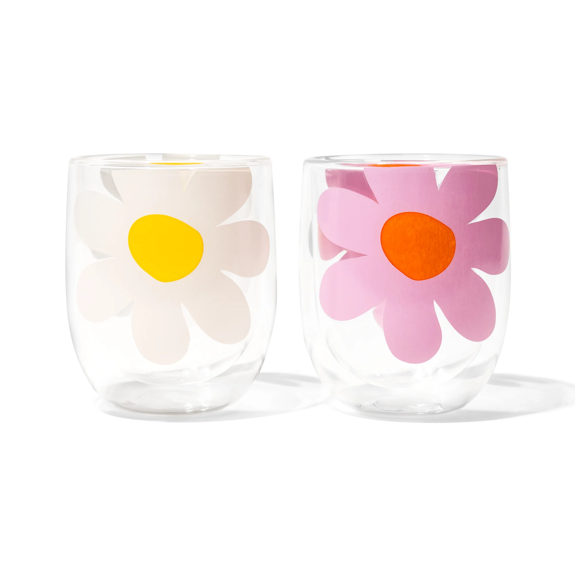 Daisy Double Walled Glass Bubble Cup Set