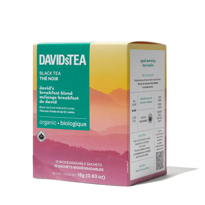 Organic David's Breakfast Blend Tea Pack of 12 Sachets - Image 3